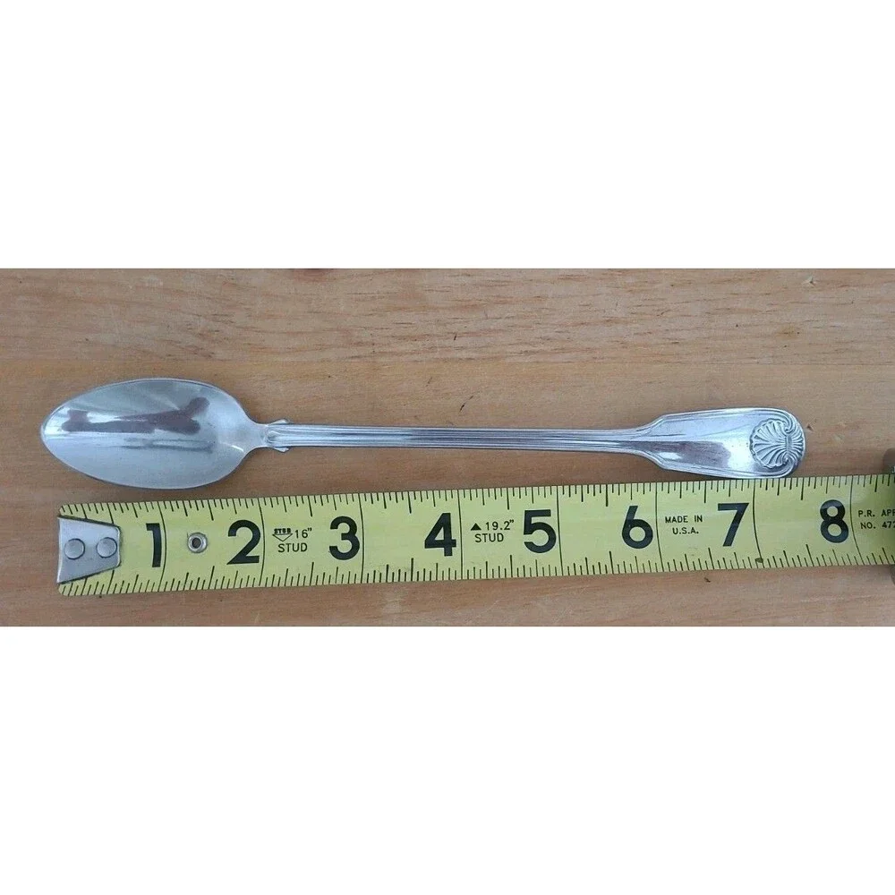 Set 4 Reed & Barton COLONIAL SHELL 1961 Stainless Steel Iced Tea Spoons Flatware